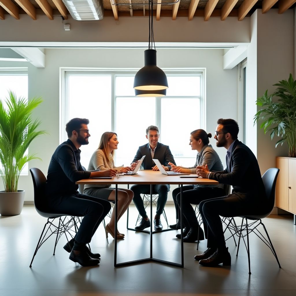 Equipo de AutoEconomía en oficina moderna